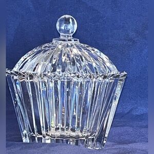 Vintage Mikasa 80’s “Diamond Fire” Lead Crystal Oval Bowl Trinket,Candy, Jewelry